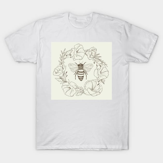 Honey Bee in a Lisianthus Wreath T-Shirt by LauraKatMax